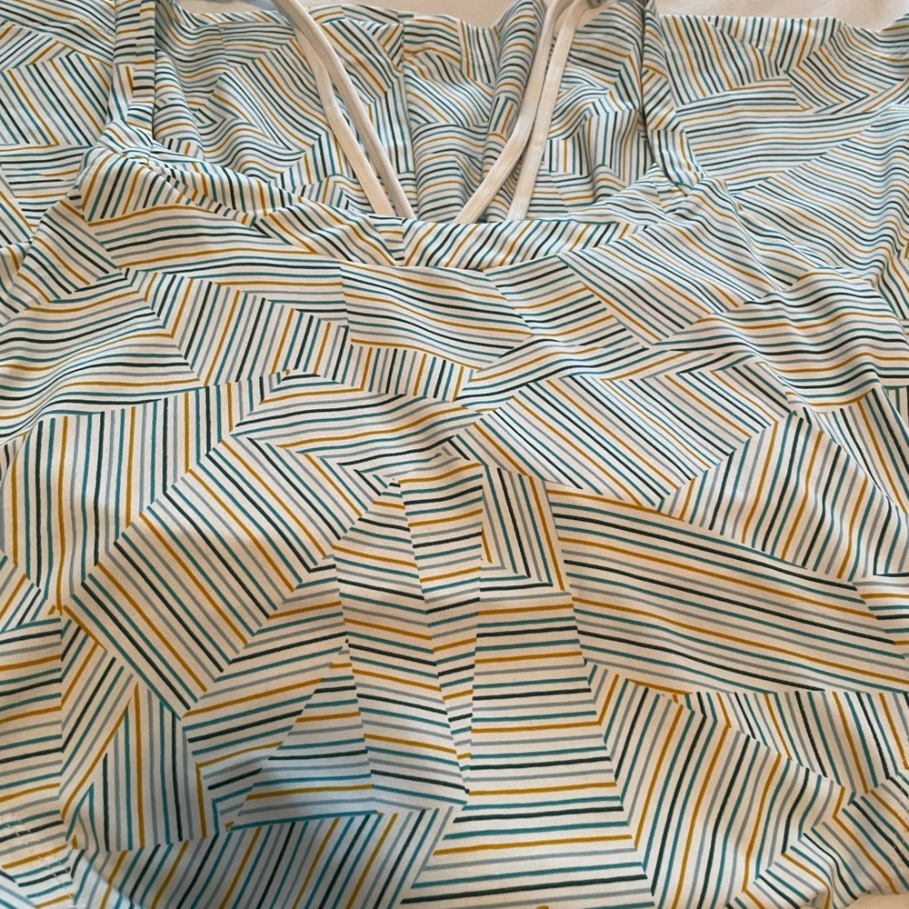 Striped Pullover Short Dress with Geometric Pattern and built in bra. Size L